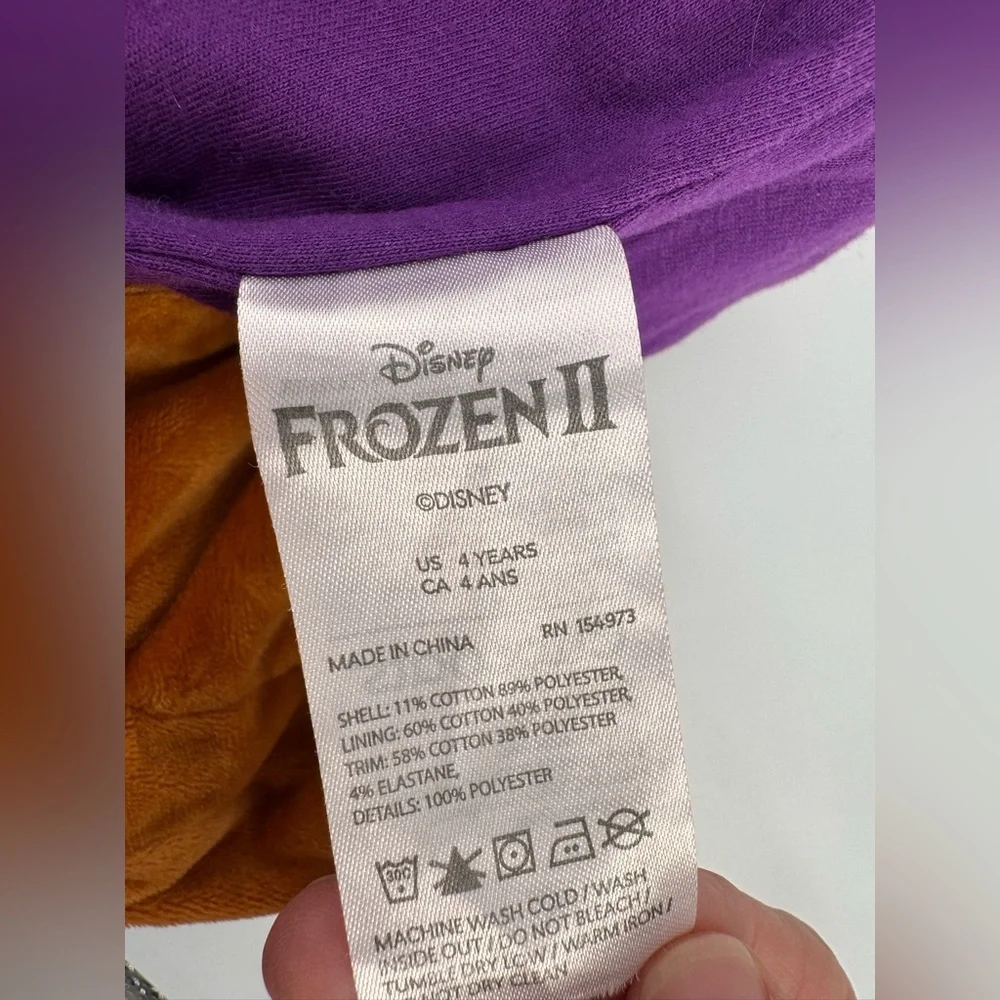 Disney Frozen 2 Anna Purple Pink Plush toy Zip-Up Hoodie Cubcoats Girls Size 4 - Picture 5 of 7